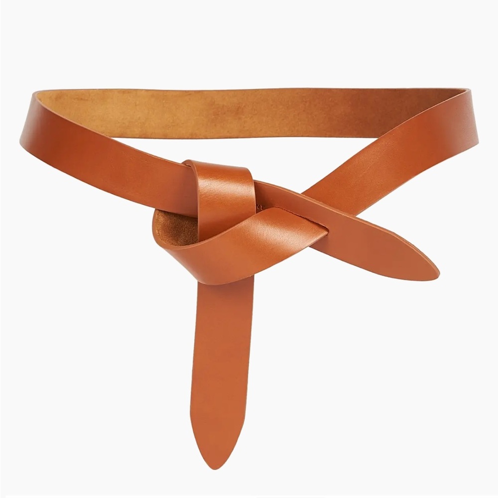 Isabel Marant Lecce Knotted Leather Belt Cognac Tan Beige Large